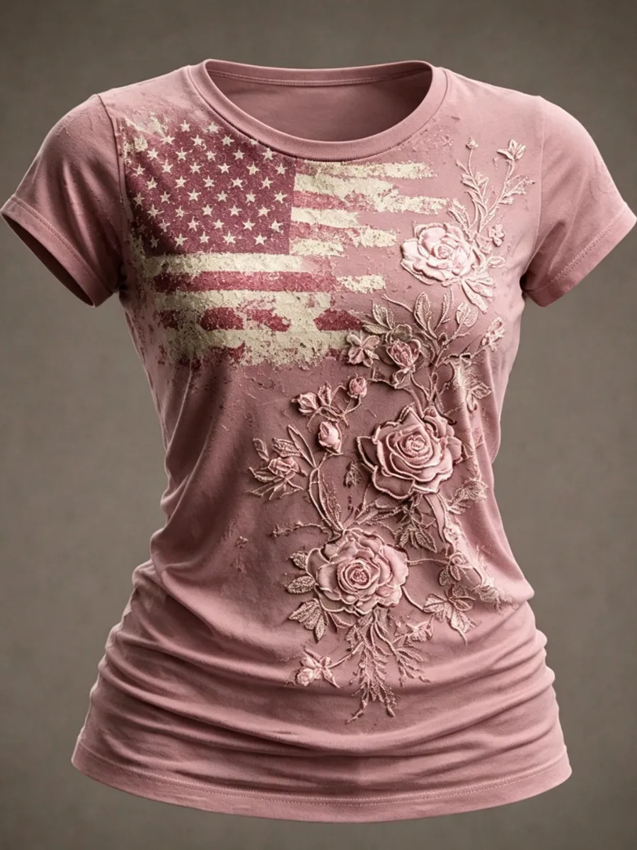 Women's USA 1776-2026 Print Casual T-Shirt