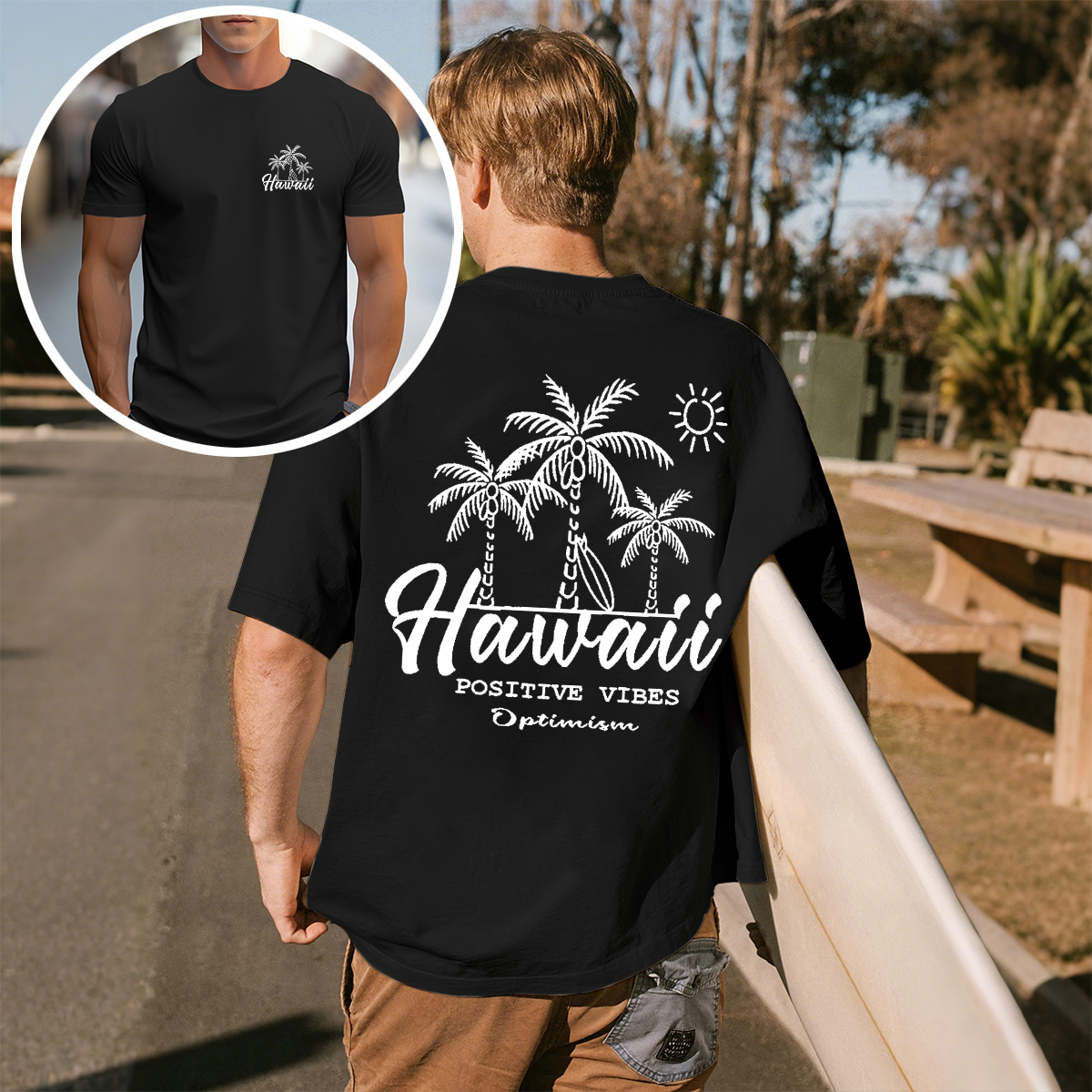 Hawaiian Positive Vibes Graphic T-Shirt