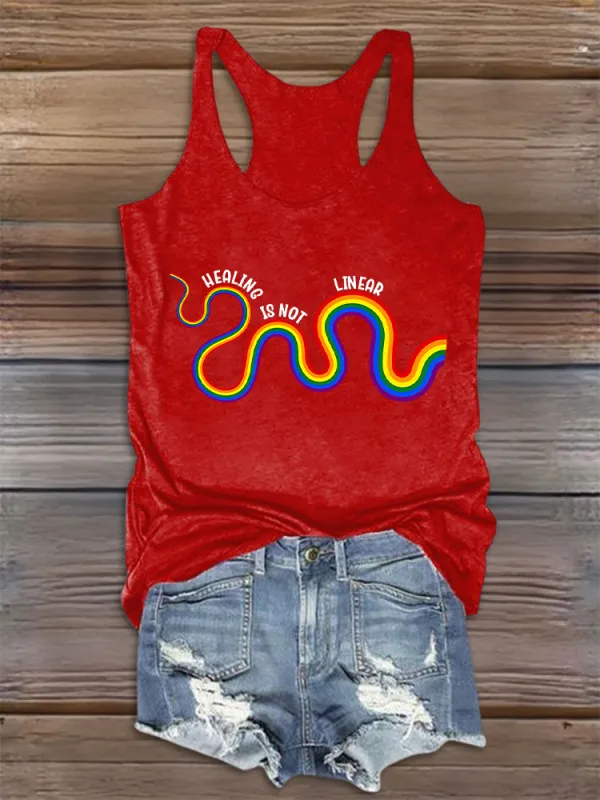 Women's Round-Neck Sleeveless Vest Healing Is Not Linear Prints