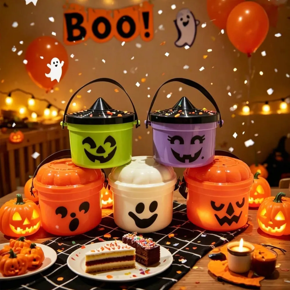 2pcs Halloween Pumpkin Mini Buckets Candy Party Decor