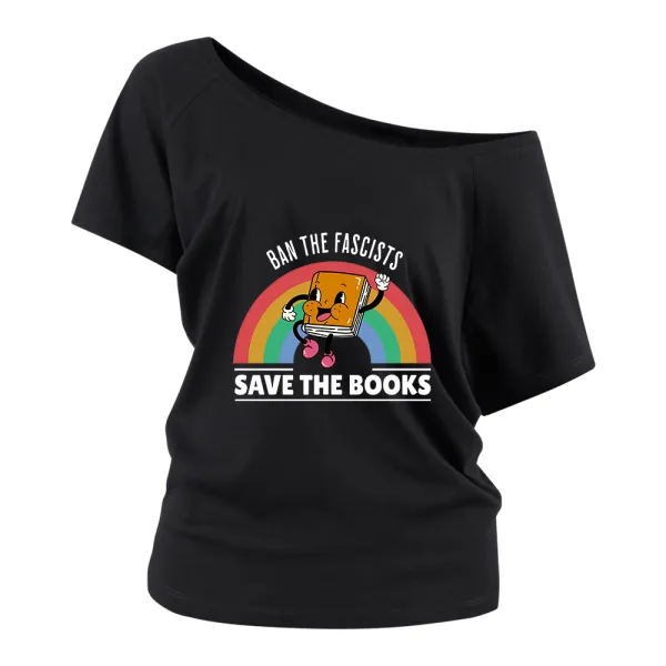 Rainbow And Books Women Off Shoulder T-shirts