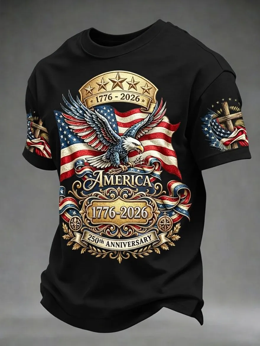 250Th American Independence Day Style T-Shirt For Men'S Wear