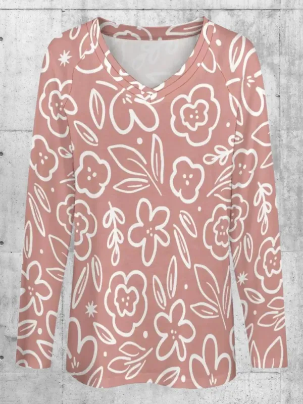 Doodle Floral Long Sleeve T-Shirt