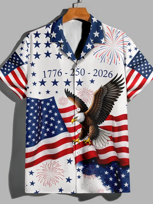 Men's  250 Years Day Printed Casual Collar Shirt