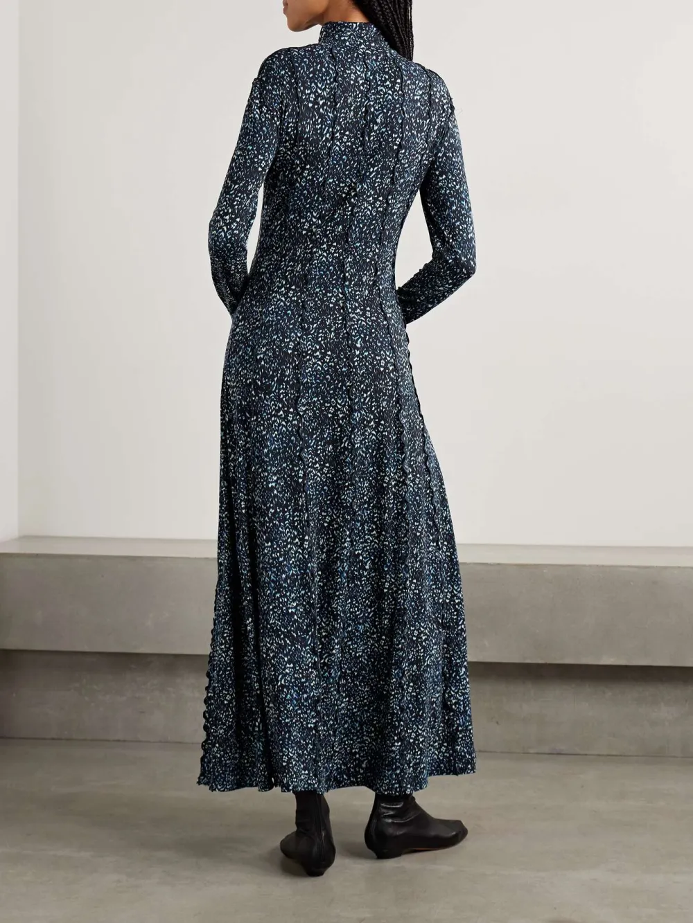 Printed Turtleneck Maxi Dress