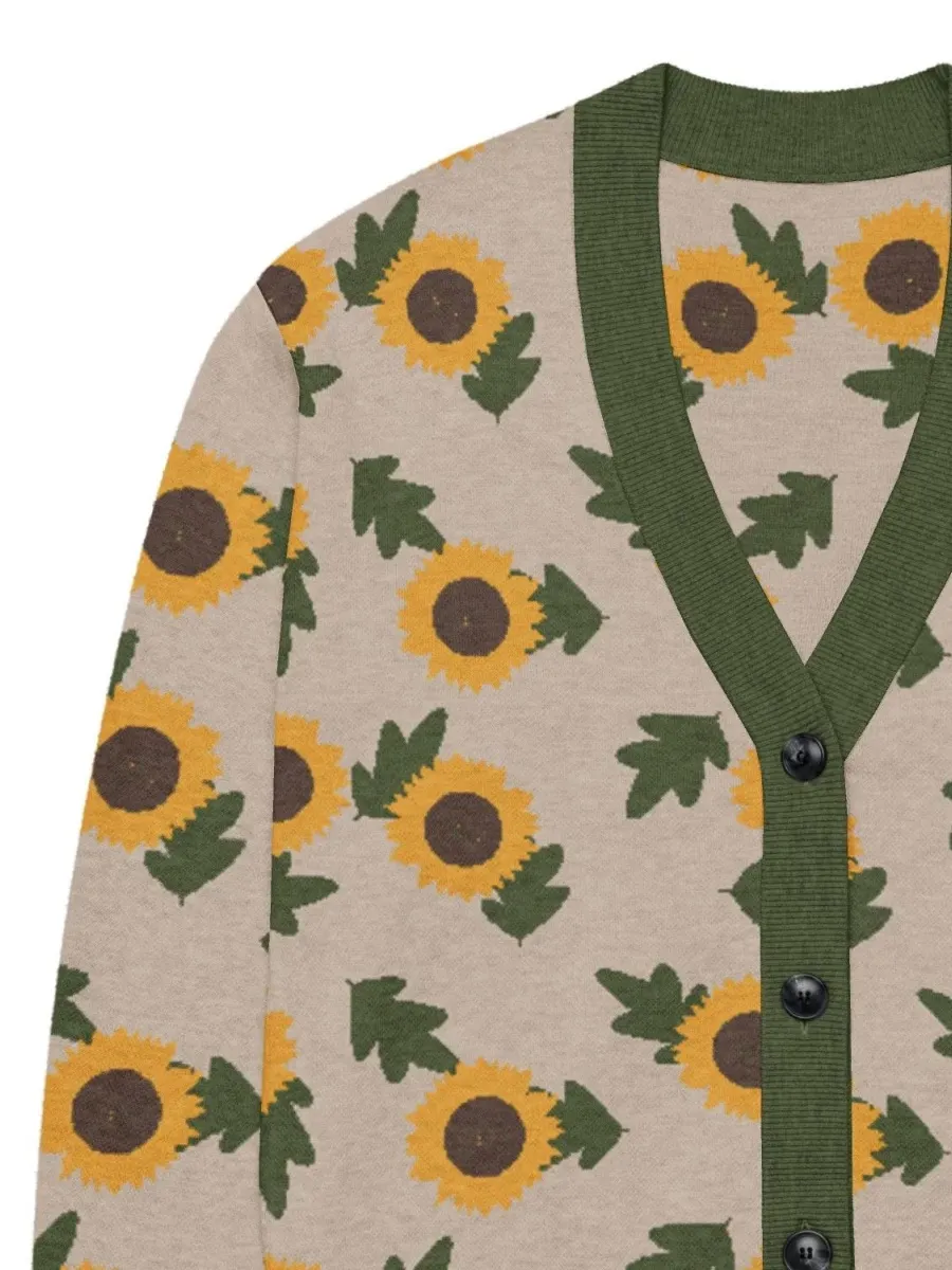 Sunflower Print Cardigan