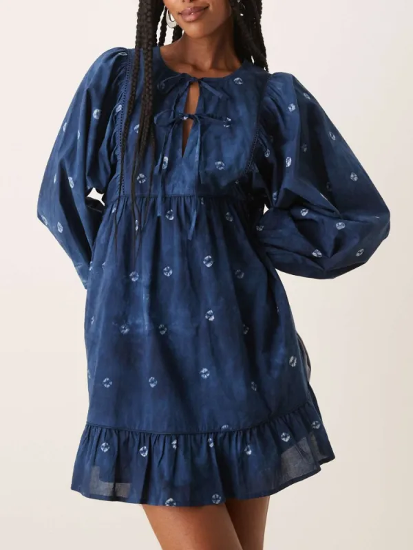 Frill Hem Tie Front Dress