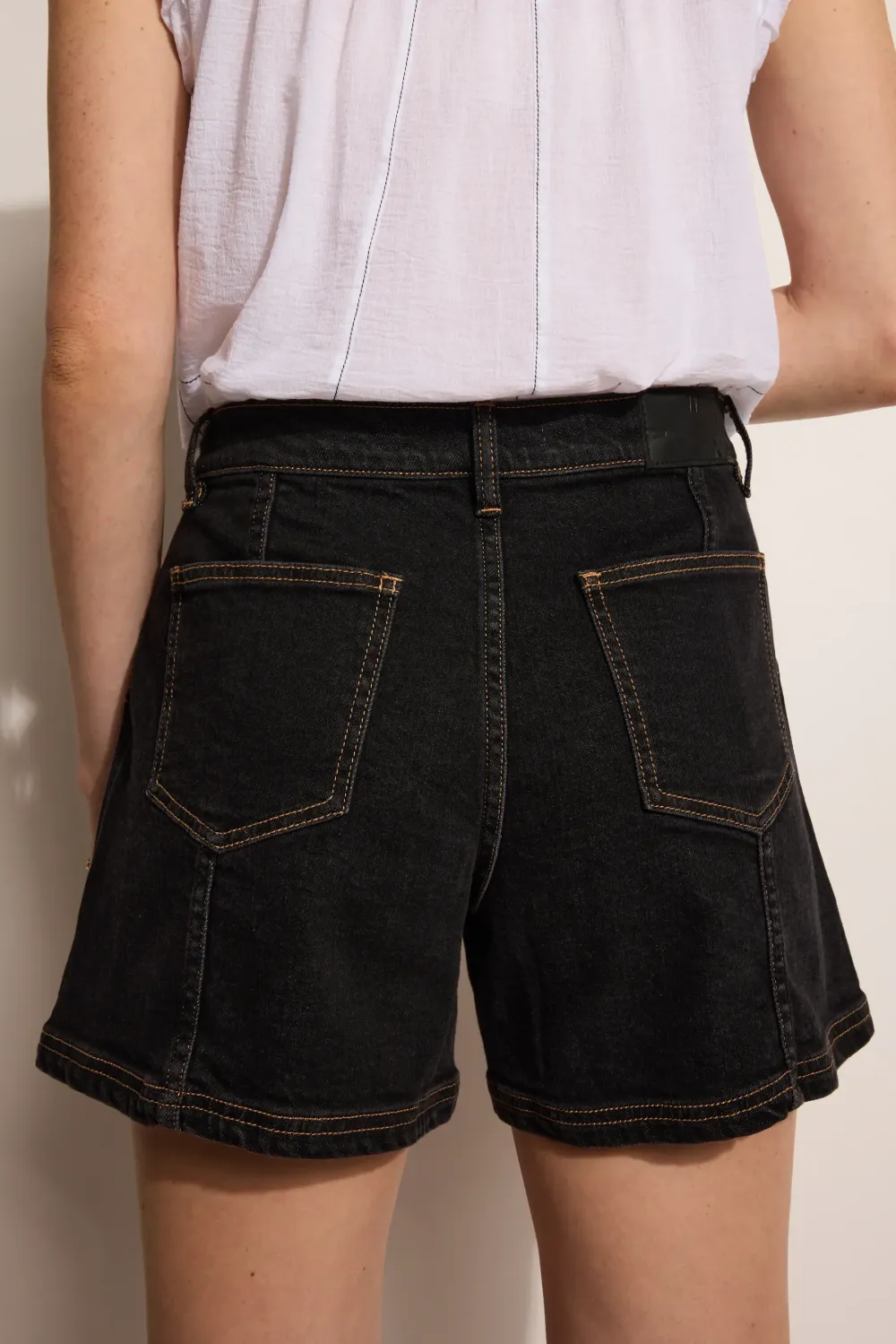 Washed Black Denim Shorts