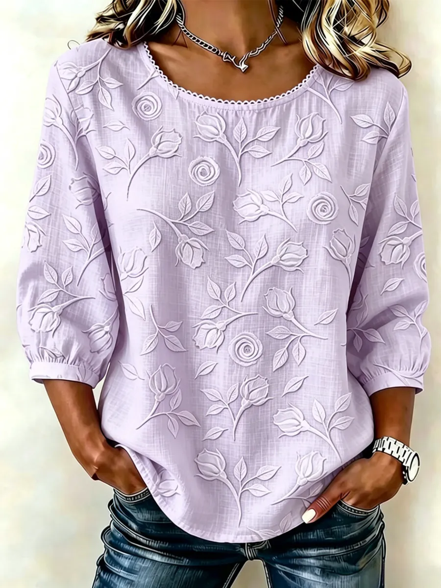 Women's Linen-Cotton Printed Tops