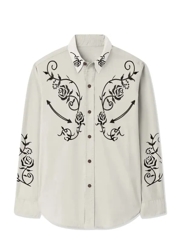 Vintage Western Flower - 100% Cotton Long Sleeves Shirt