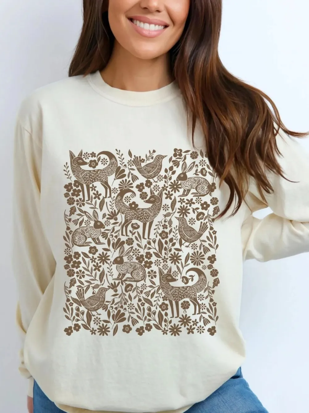 Retro Woodland Animal Print T-Shirt