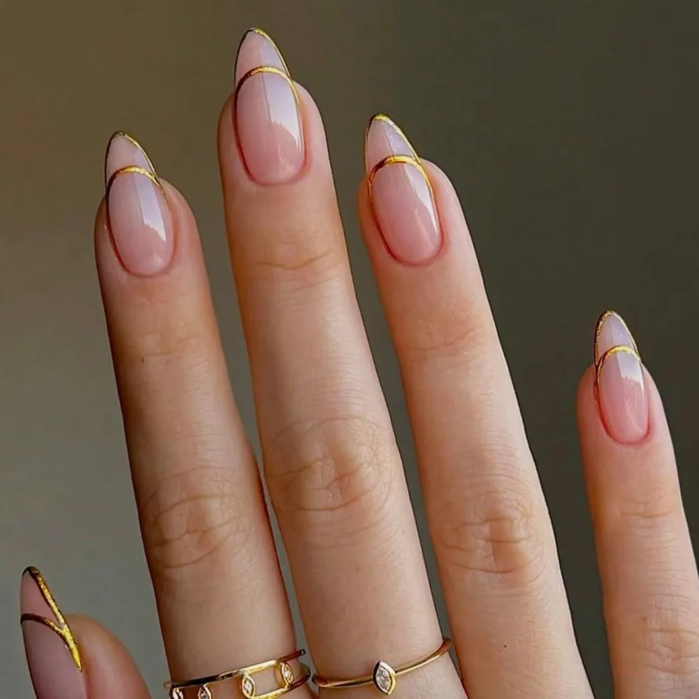 Nailhour 24Pcs Minimalist Nude Medium Almond Press On Nails