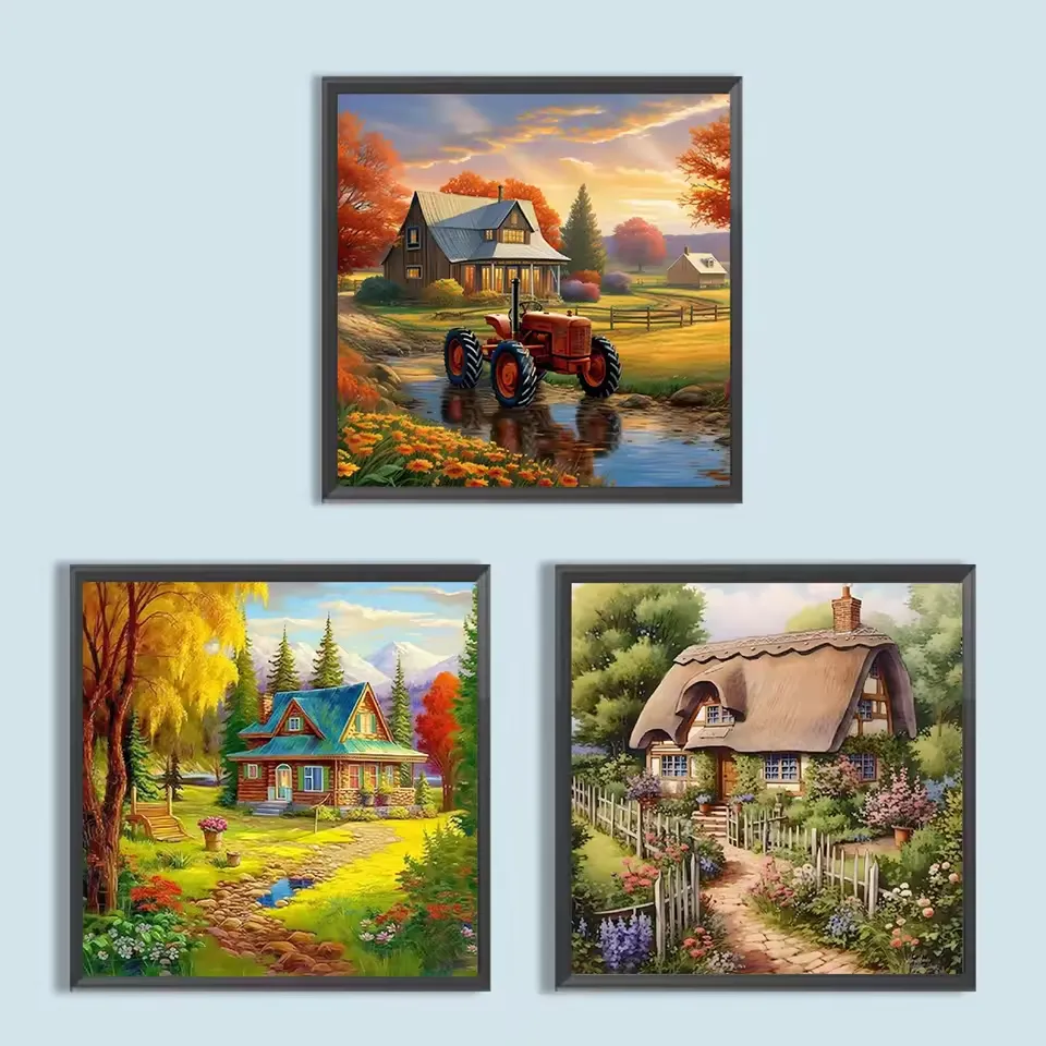DIY Full Round Drill Diamond Painting Country House Kit