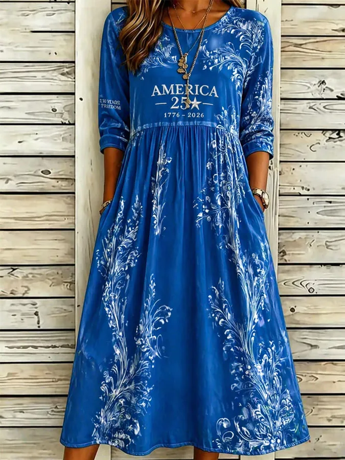 Women'S Casual American Independence Day Flag Print Art Casual Dress