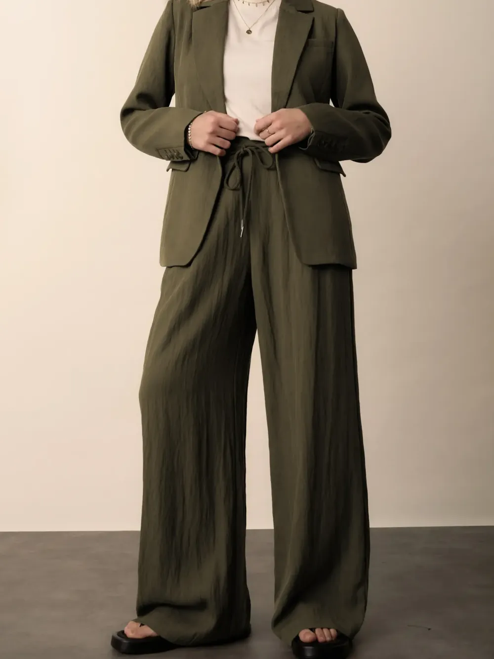 Dark Timber Tie Detail Pants