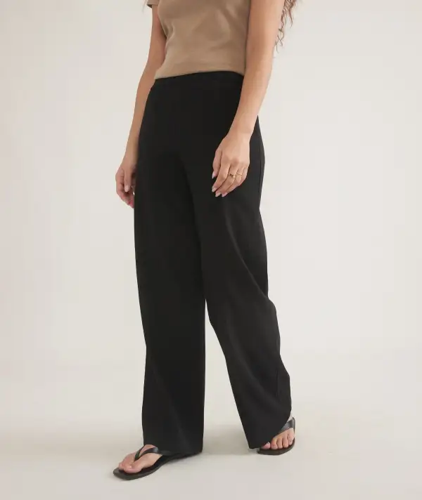 Black Linen Wide-Leg Trousers