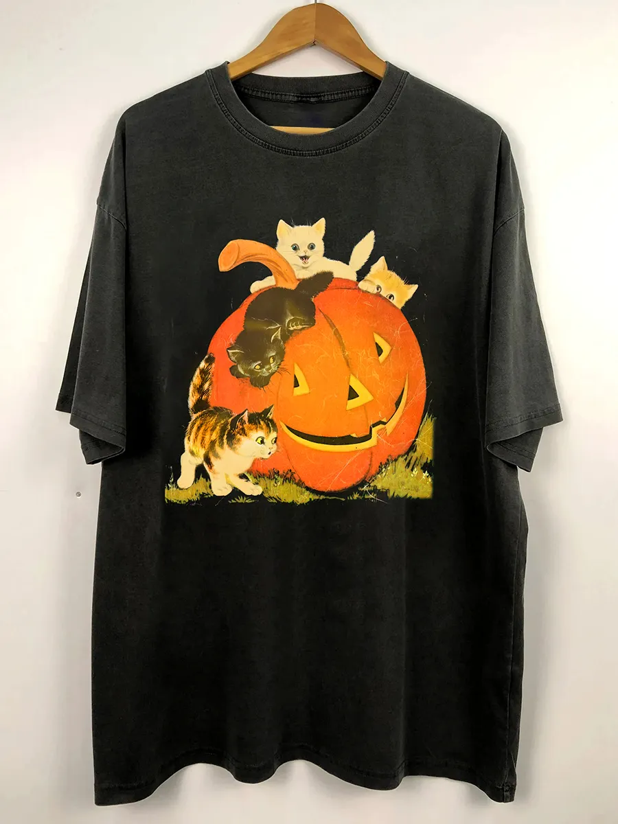 💥LAST DAY SALE 50% OFF💥Vintage 90s Cat Halloween Shirt