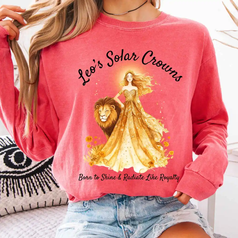 Leo's Solar Crowns Zodiac Long Sleeve Tee