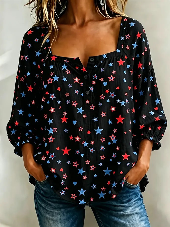 Women's 250th Anniversary Flower Art Print Top
