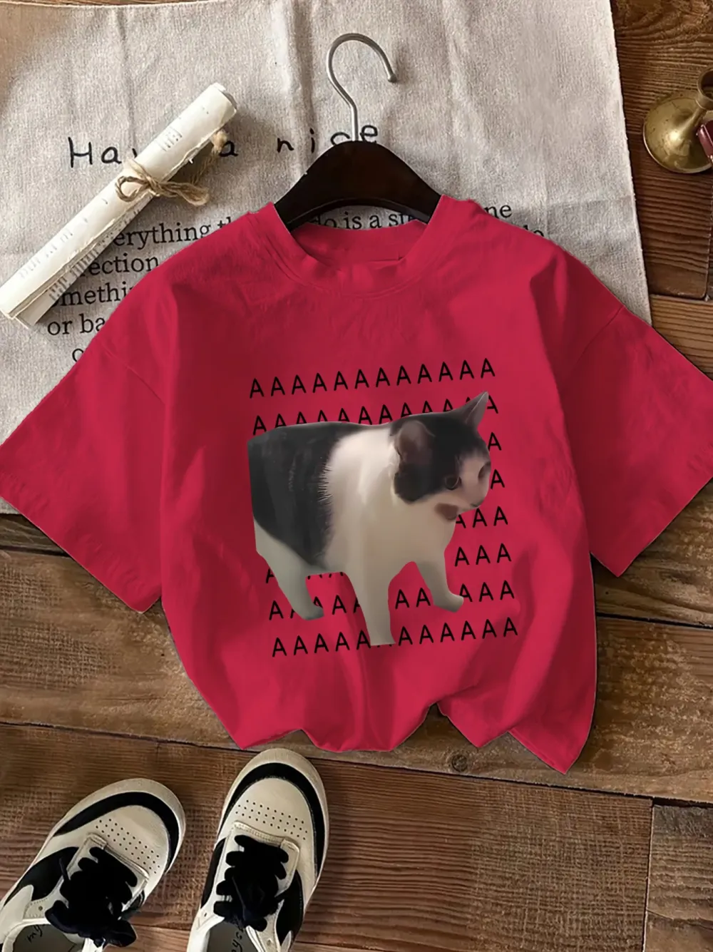 Red Cat Tee Tops