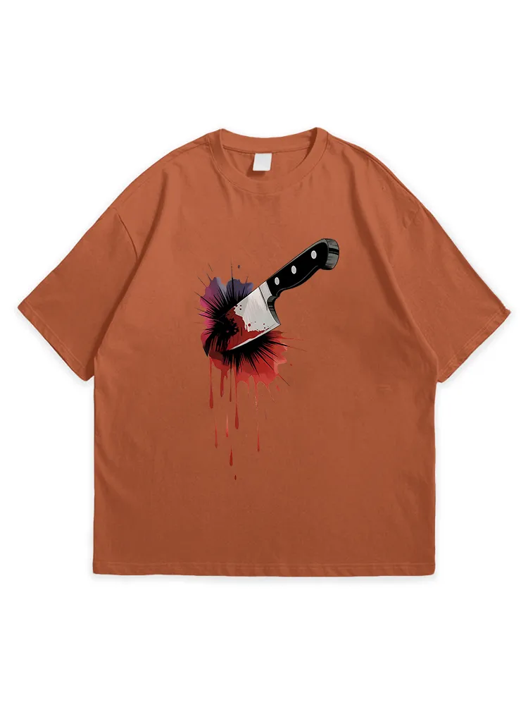 Men'S Halloween Abstract Art  Loose Simple Round Neck  T-Shirt