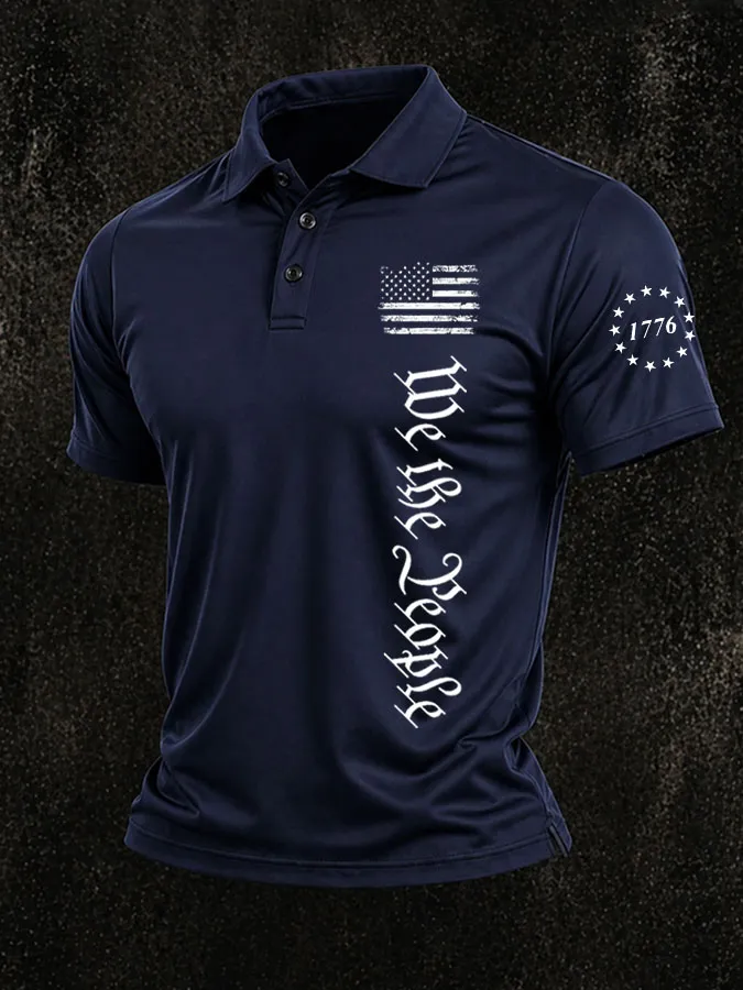 Men'S Independence Day Printed Casual Polo Shirt