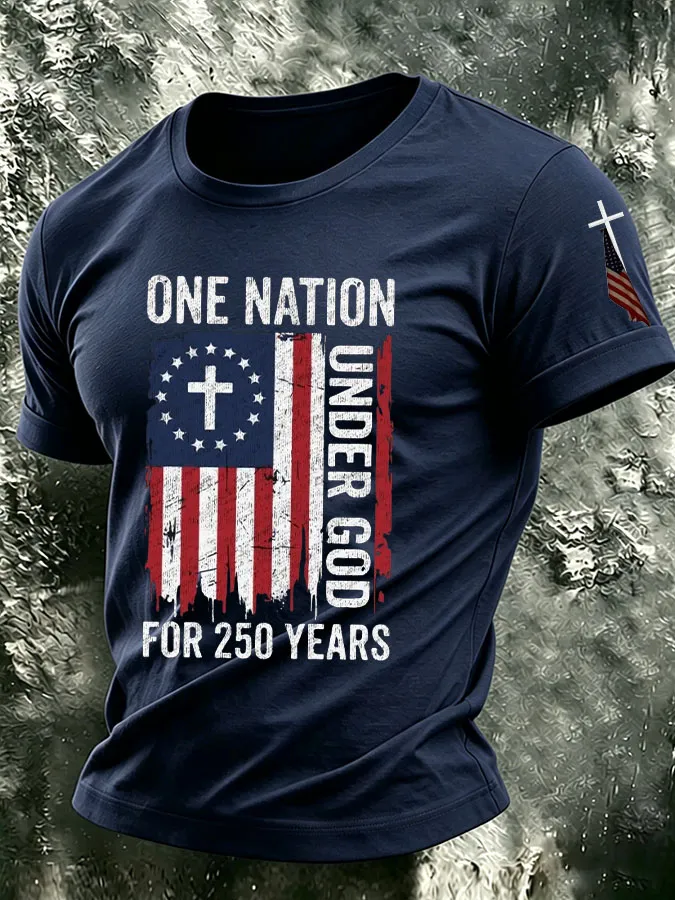 Men's 250 Years Of Freedom Since 1776 Patriotic USA Flag Tee