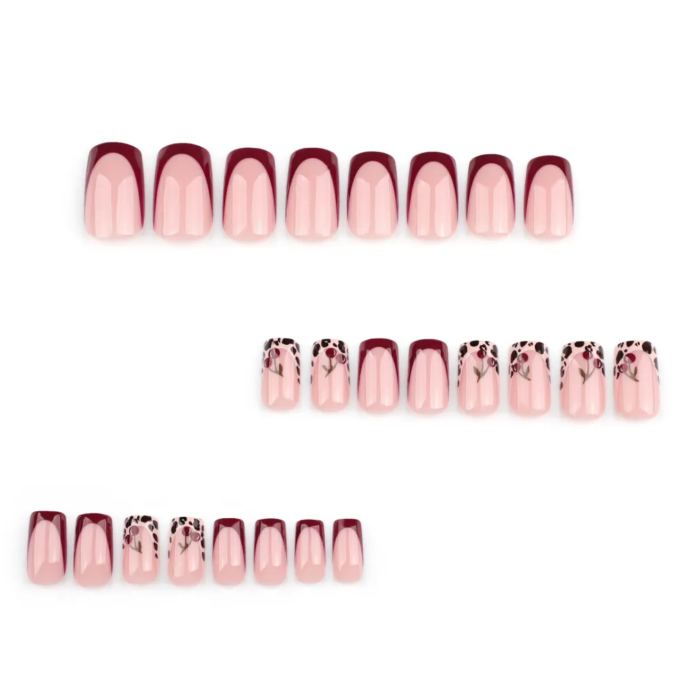 Nailhour 24Pcs Nude French Vintage Medium Almond Press On Nails