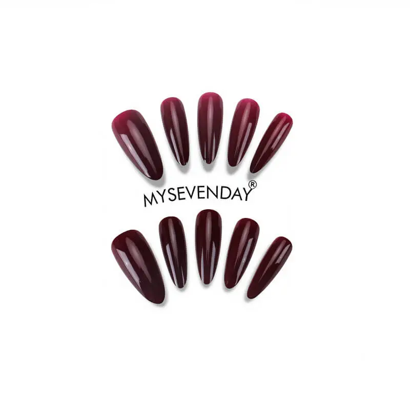 Nailhour 30Pcs Red Medium Almond Minimalist Press On Nails