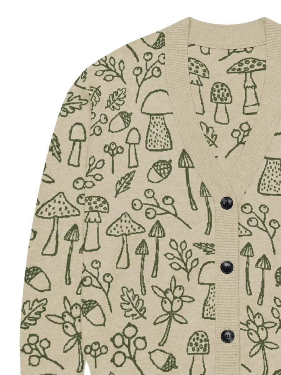 Botanical Mushroom Button Cardigan