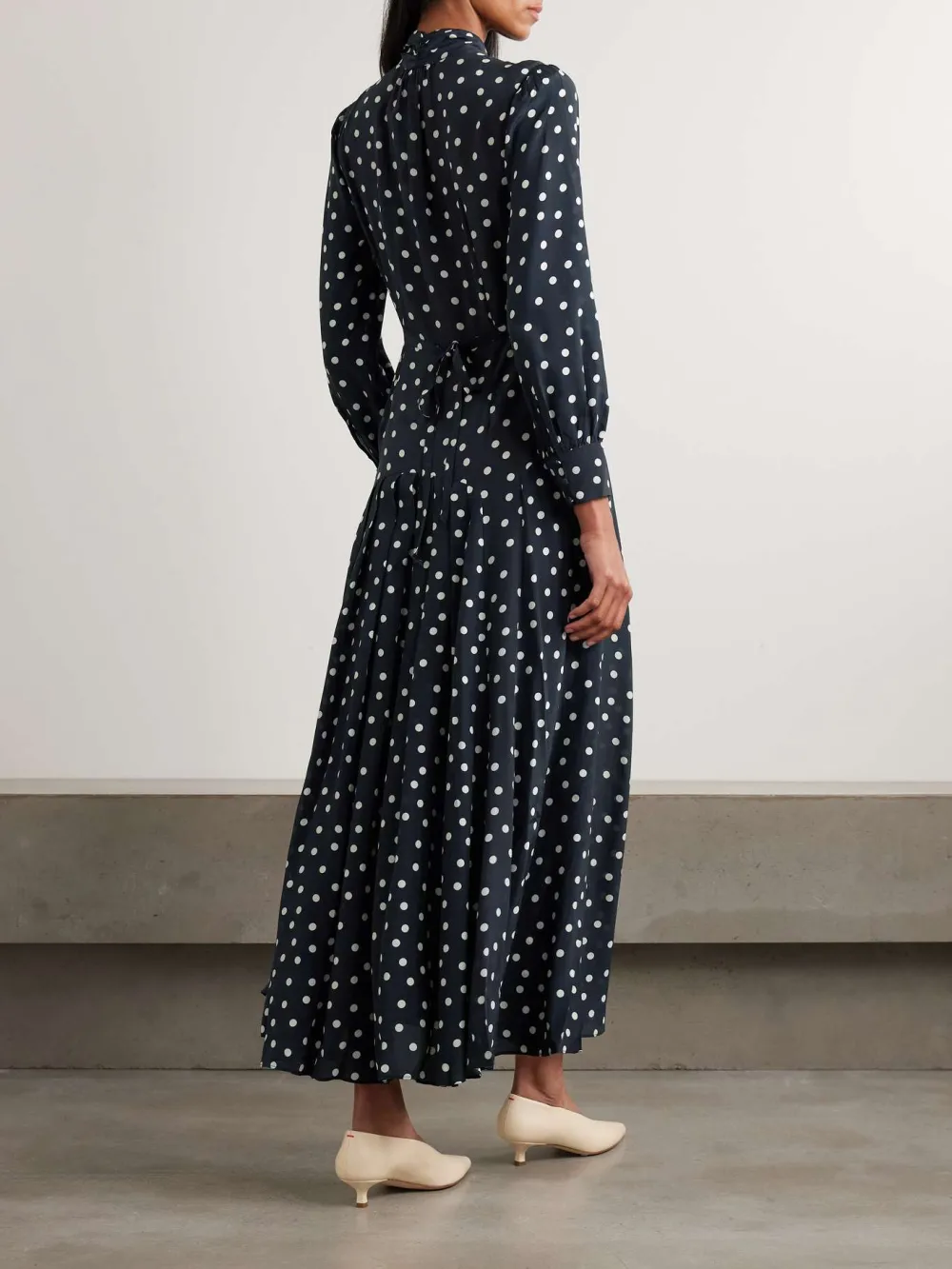 Polka Dot Print Long Sleeve Dress