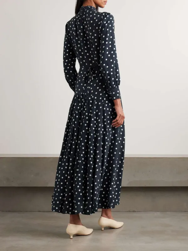 Polka Dot Print Long Sleeve Dress