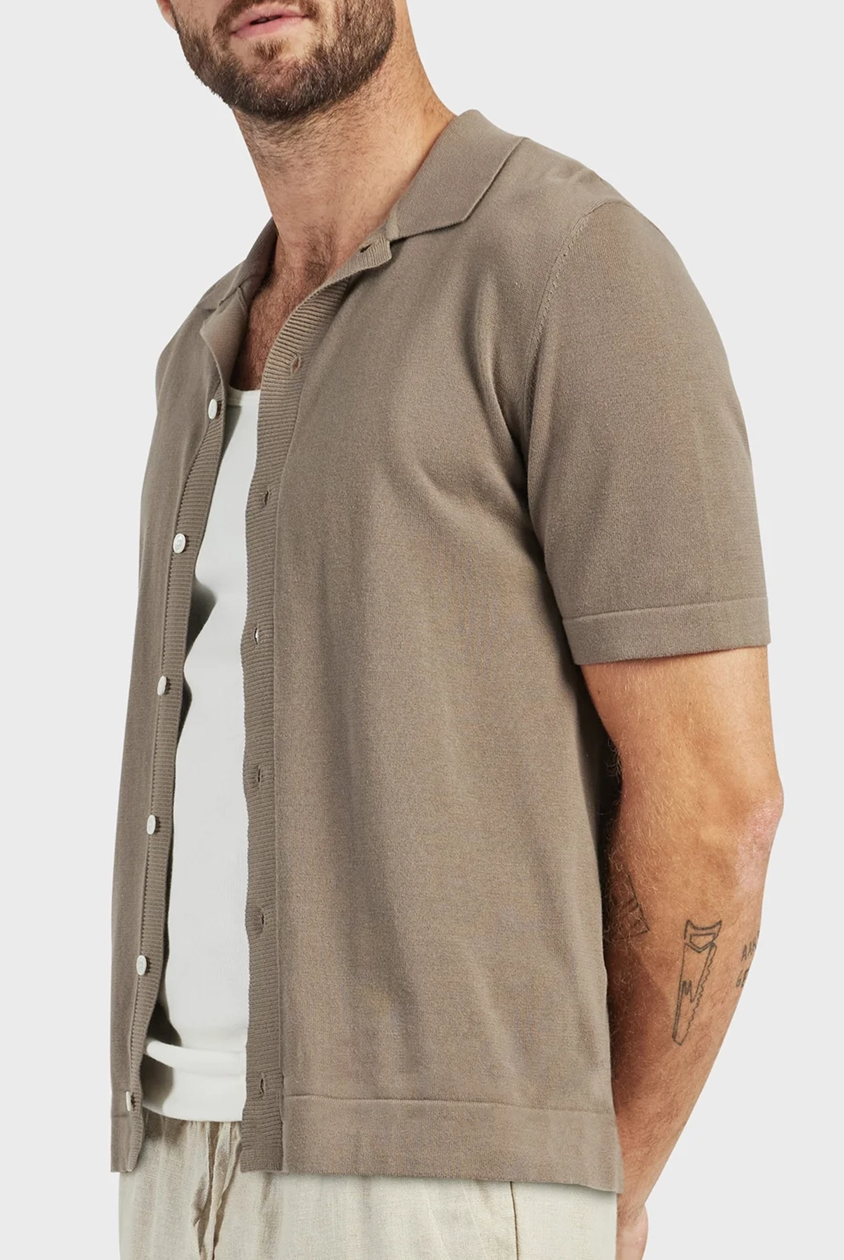 Jackson Rib Knit Polo-Nomad tan