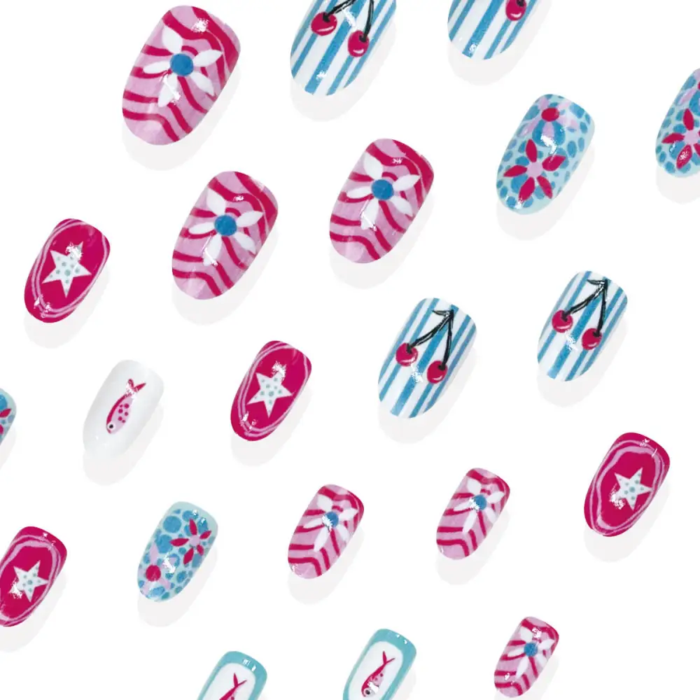Nailhour 24Pcs Medium Oval Pink Sand Shore Press On Nails