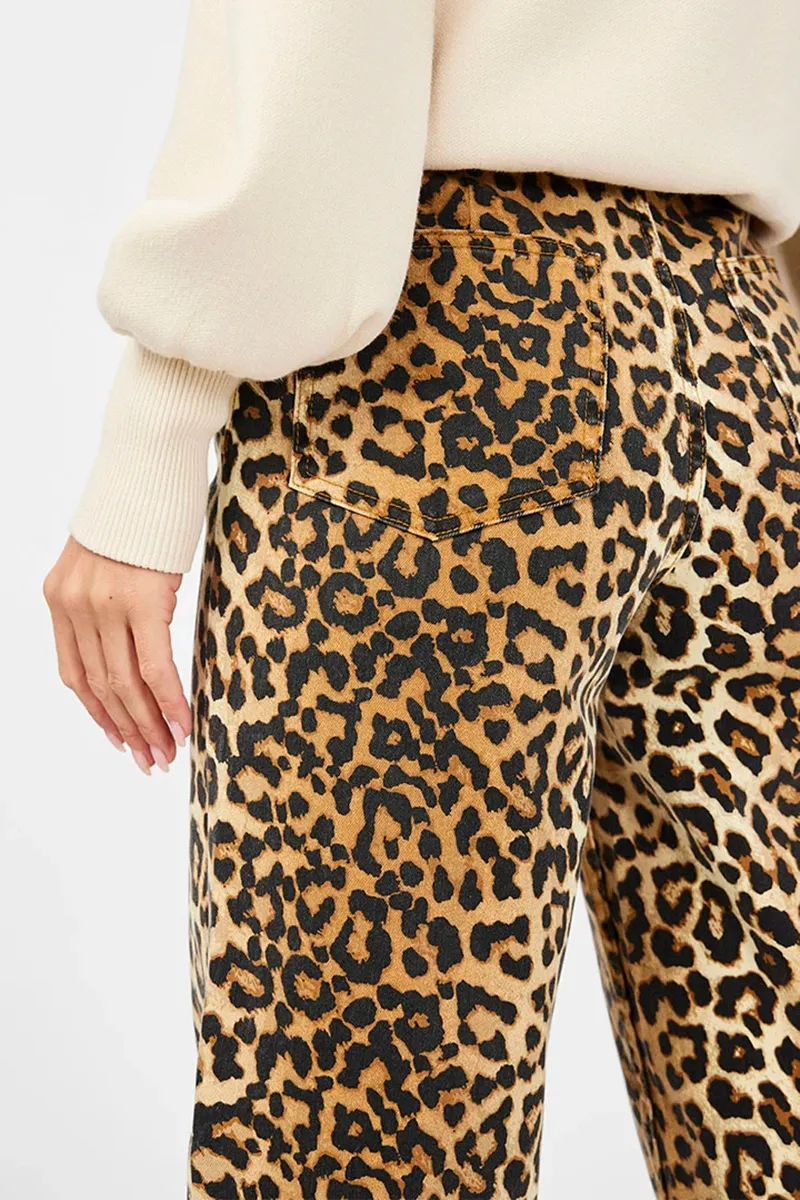 Leopard Print Wide Leg Jeans