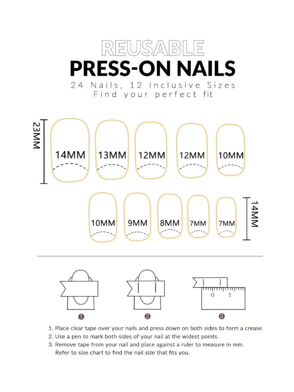 Nailhour 24Pcs Medium Square Gold-Plated Magpie Press On Nails