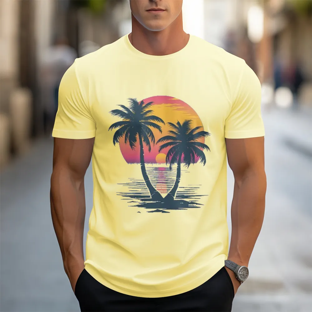 Tropical Sunset Palm Graphic T-Shirt
