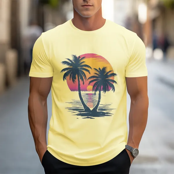 Tropical Sunset Palm Graphic T-Shirt