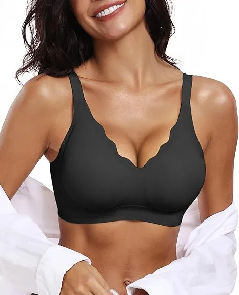 Scalloped Wireless Push Up Bra