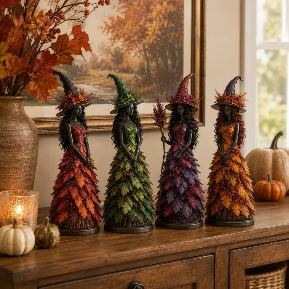 Halloween Enchanted Autumn Witch Figurine Resin Ornaments（7*7*20CM)