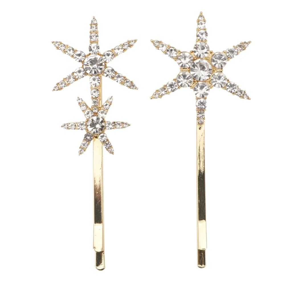 Gold Star-Shaped Fine Diamond Metal Hairpin