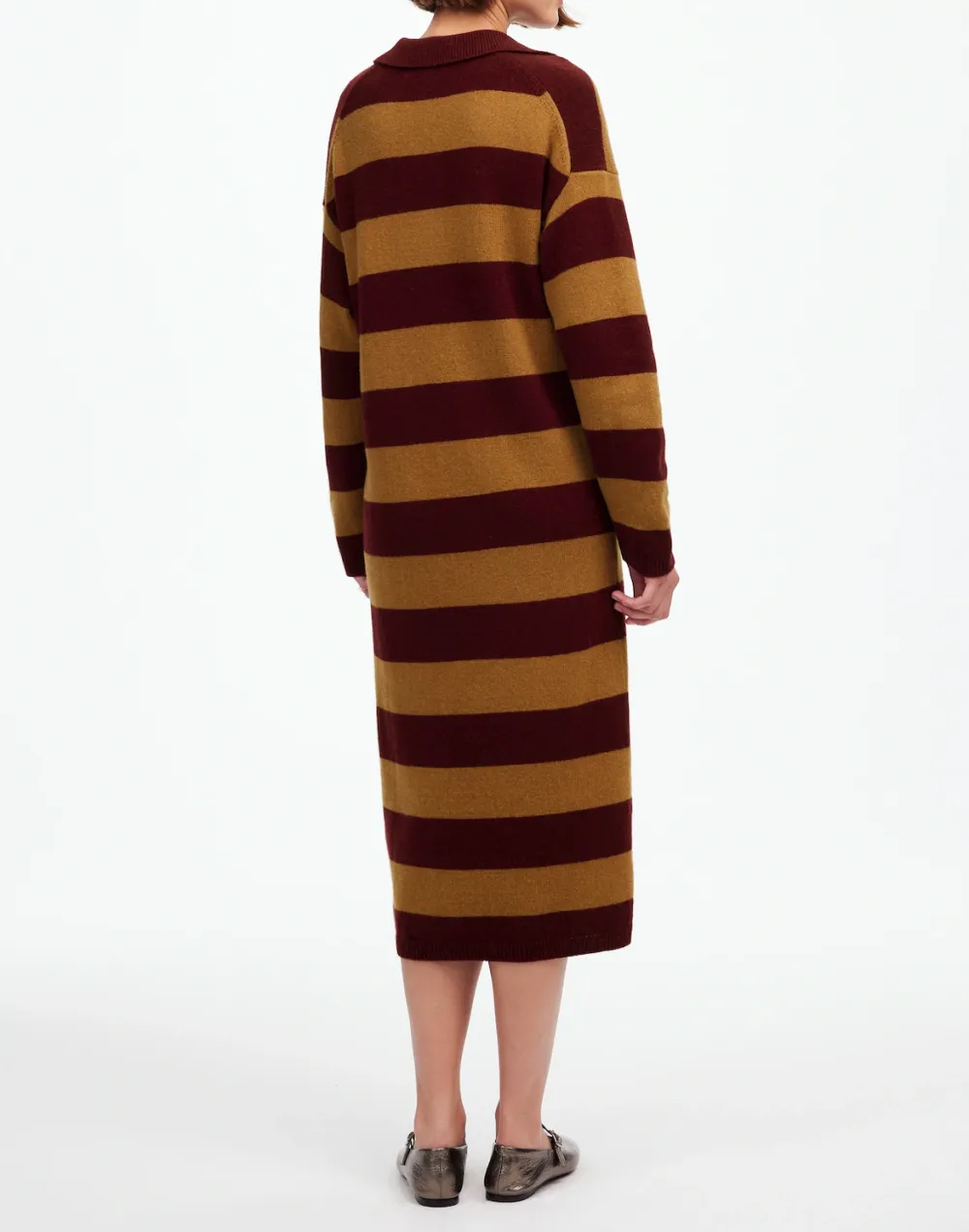 Striped Relaxed Sweater Midi Dresses