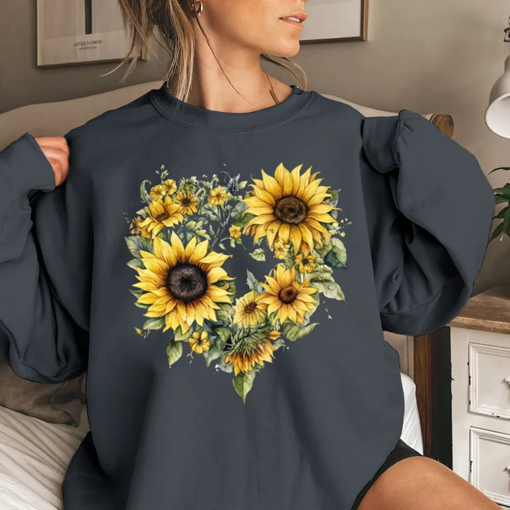 Sunflower Printed Long Sleeve Casual Sweatshirts