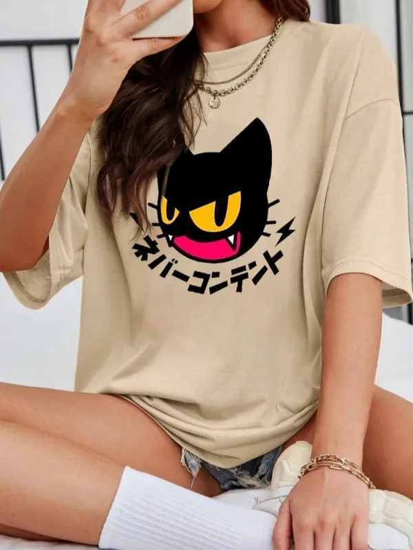 Women's Art Cat Printed T-shirt