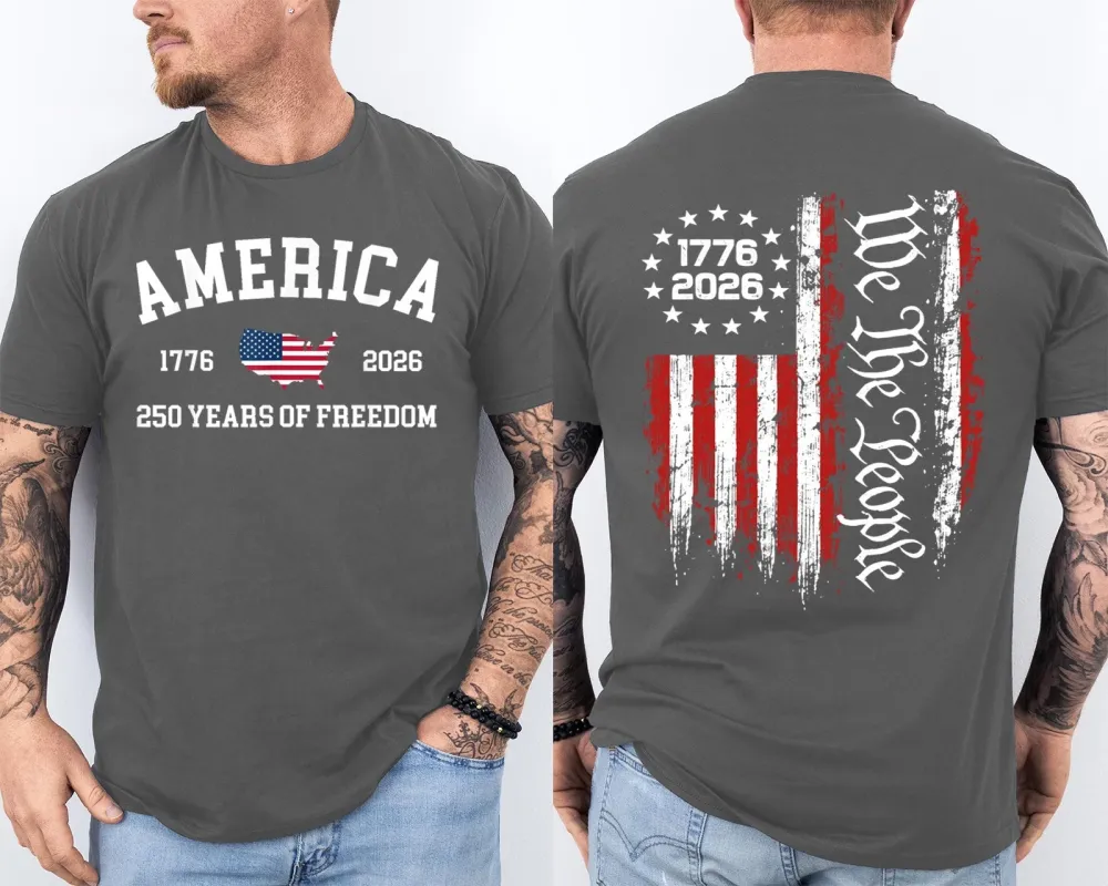 Men'S Casual American 1776-2026 Anniversary Printed Short Sleeved T-Shirt