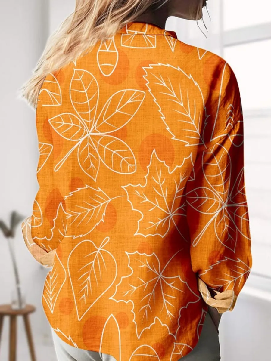 Eye-Catching Leaf Print Shirt