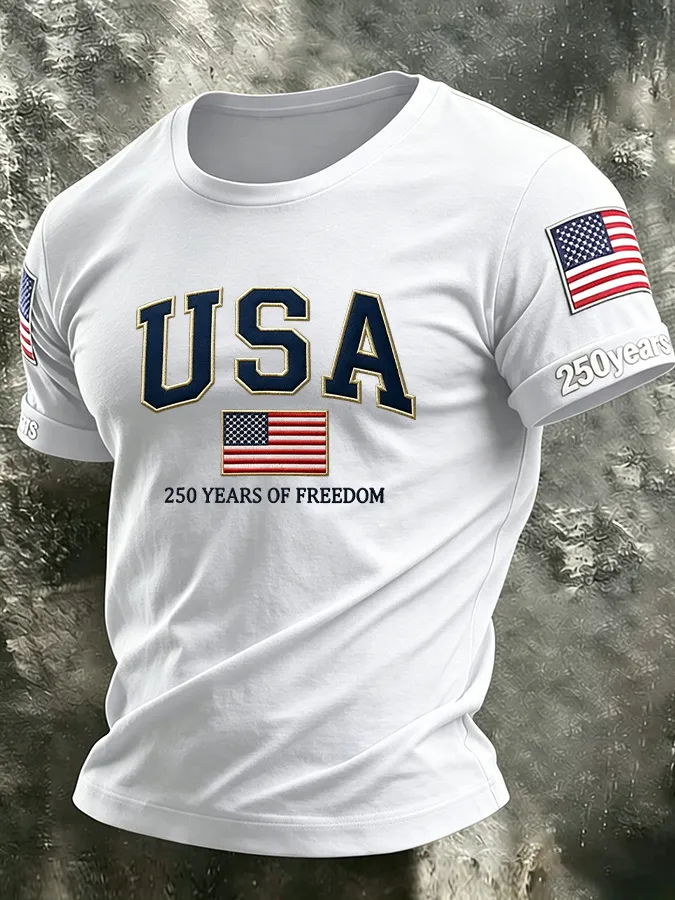 Men'S America Flag Printed Casual T-Shirt