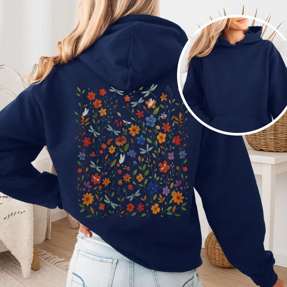 Dragonfly Meadow Hoodie – Whimsical Floral Tee