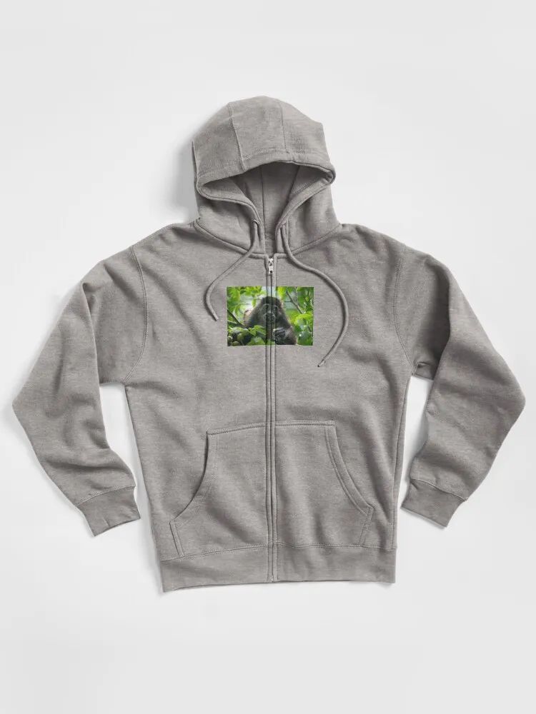 Cute Monkey Close-Up Zipped Hoodie