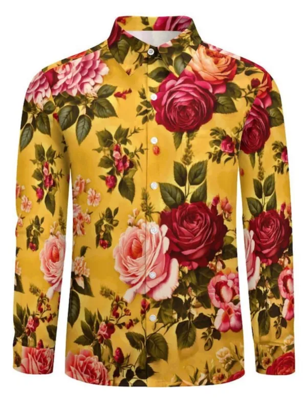 Rose Print Long Sleeve Shirt